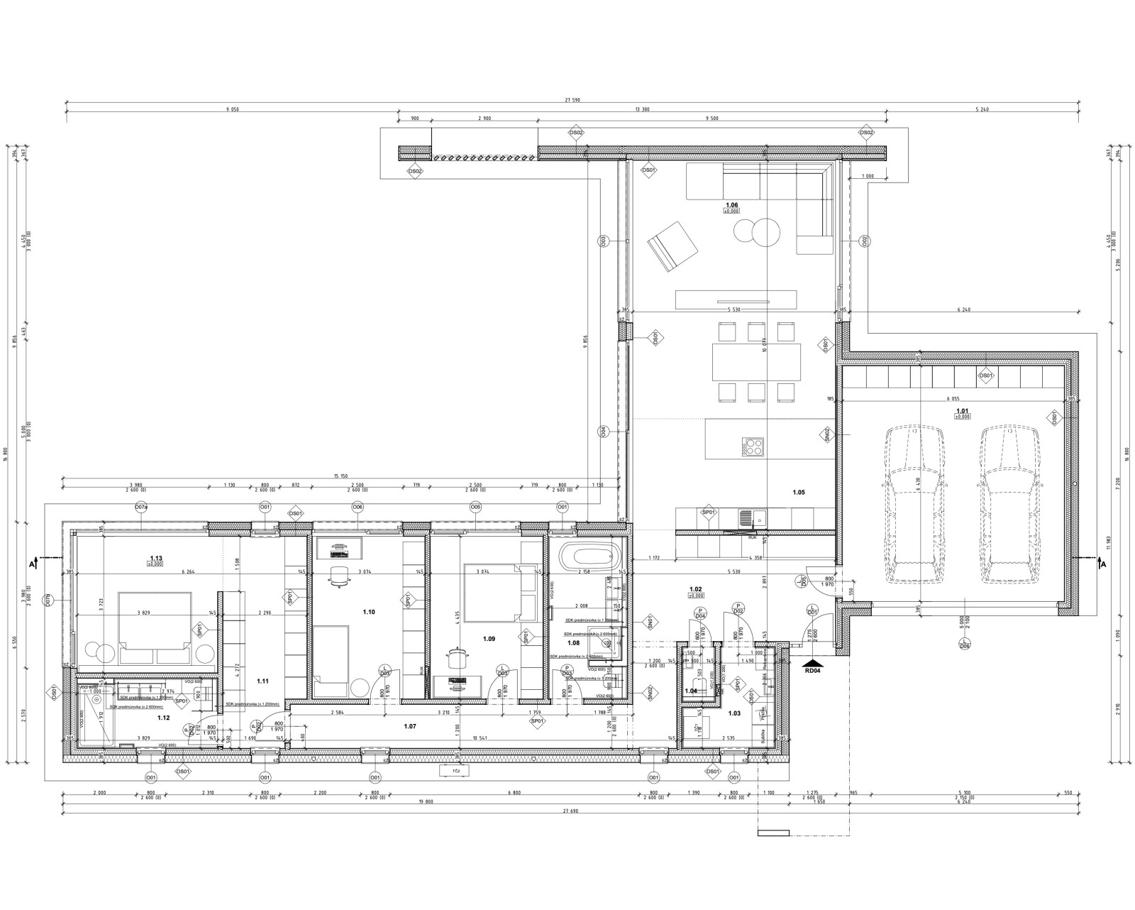 Prízemie Elegantný rodinný dom s dvojgarážou